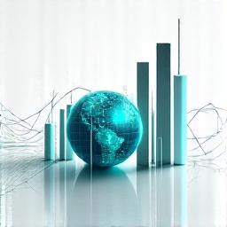 기후 변화 데이터 분석을 나타내는 그래프와 지구 아이콘